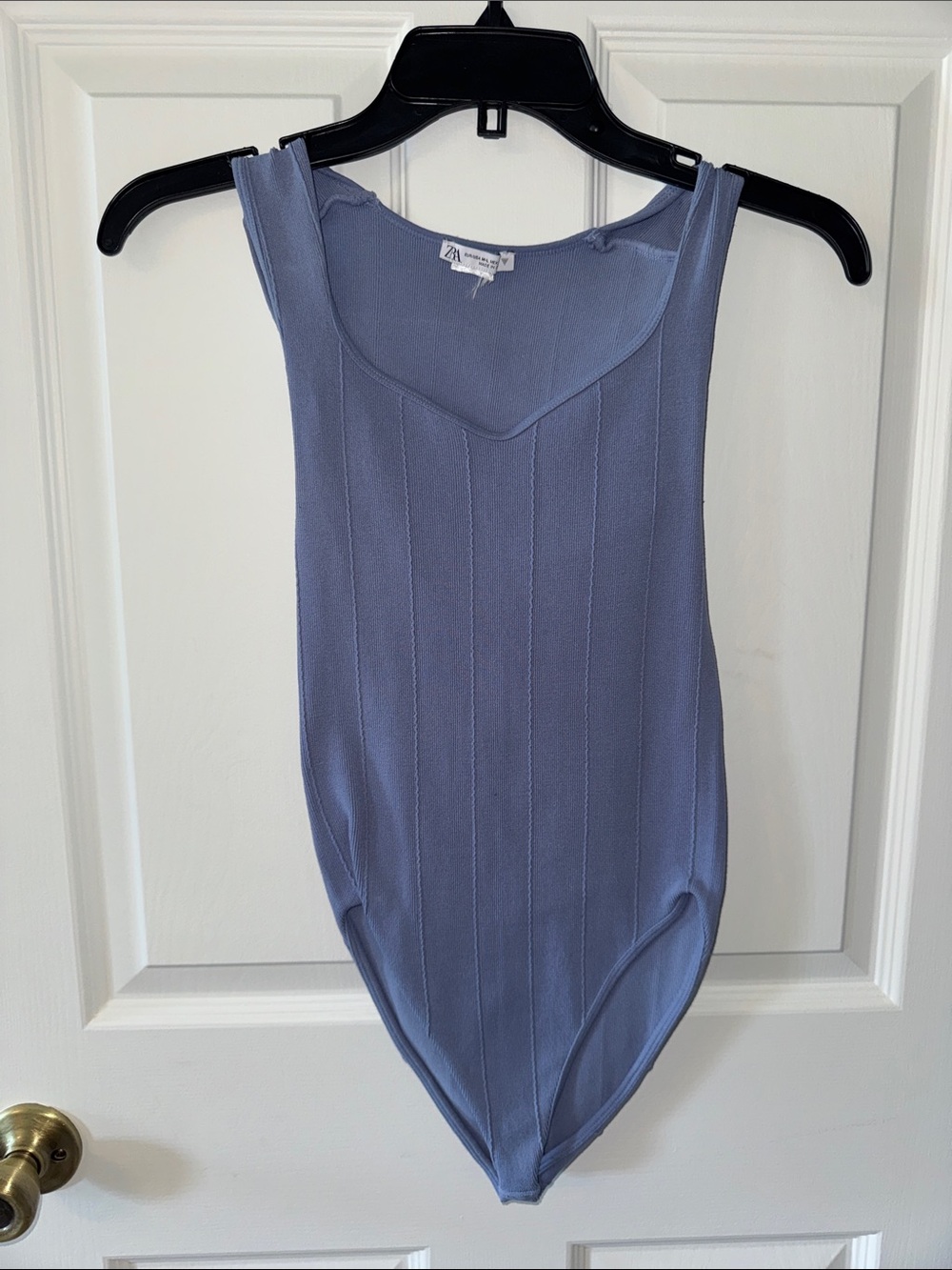 Zara Light Blue/Purple Ribbed Sleeveless One-Piece Bodysuit